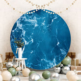 Aperturee - White Blue Sea Scenery Round Summer Backdrop